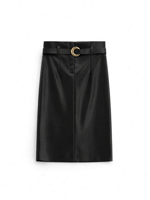 Jupe midi effet cuir