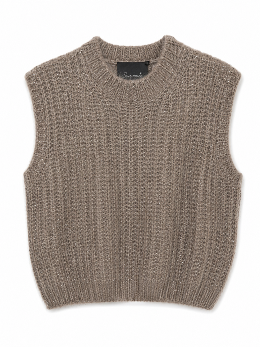 Pull sans manches en maille brillante