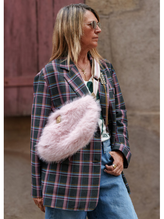 Sac banane fausse fourrure rose