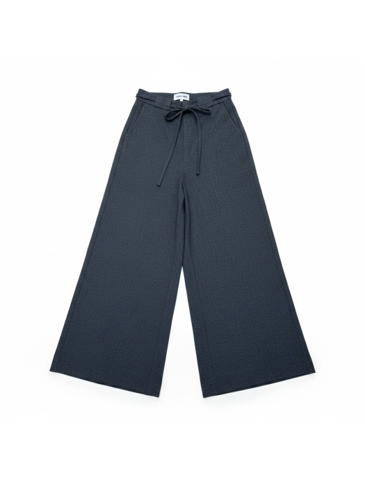 Pantalon large gris à ceinture
