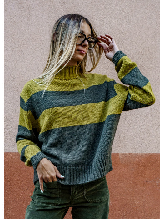 Pull Rayé Kaki Anis