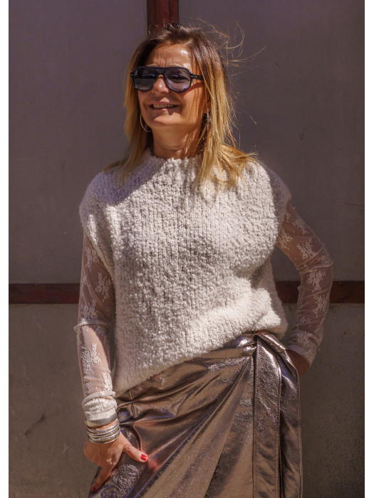 Pull Sans Manches Ecru