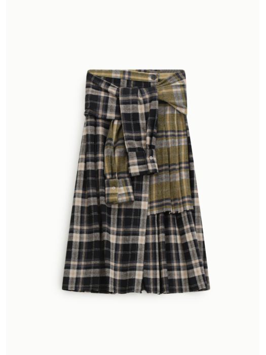 Jupe midi taille haute motif carreaux