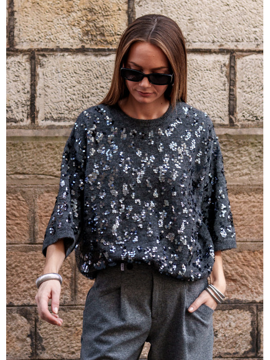 Pull Gris Sequins