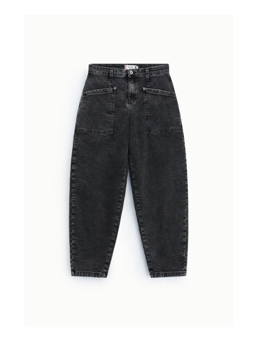 Jean barrel noir délavé